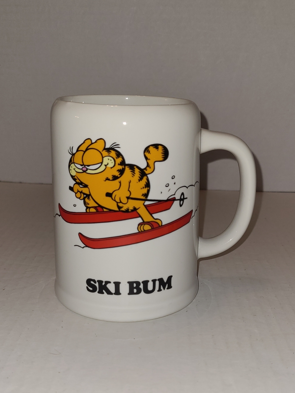 1978 Vintage Garfield 'Ski Bum' White Ceramic Mug